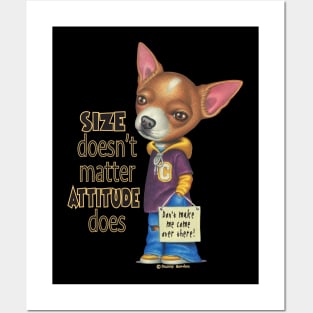 Cute Chihuahua Dog Posing with attitude on Chihuahua wearing Hoodie and Jeans Posters and Art